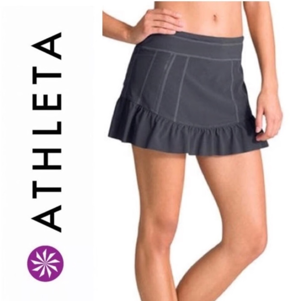 Athleta Charcoal Ruffle Mini Skirt